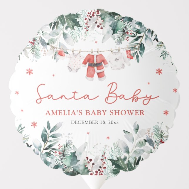 Red Santa Baby Christmas Baby Clothes Baby Shower Balloon (Front)
