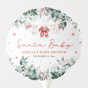 Red Santa Baby Christmas Baby Clothes Baby Shower Balloon