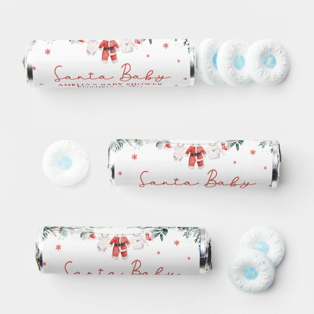 Red Santa Baby Christmas Baby Clothes Baby Shower Breath Savers® Mints (Assorted)