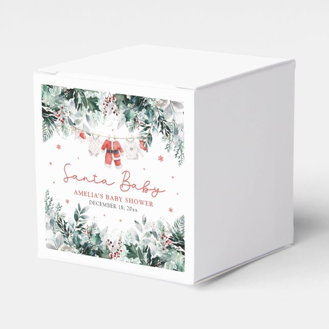Red Santa Baby Christmas Baby Clothes Baby Shower Favor Boxes (Front Side)