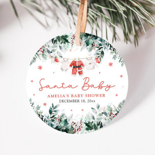 Red Santa Baby Christmas Baby Clothes Baby Shower Favor Tags