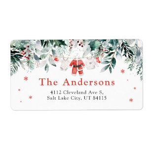 Red Santa Baby Christmas Baby Clothes Baby Shower Label