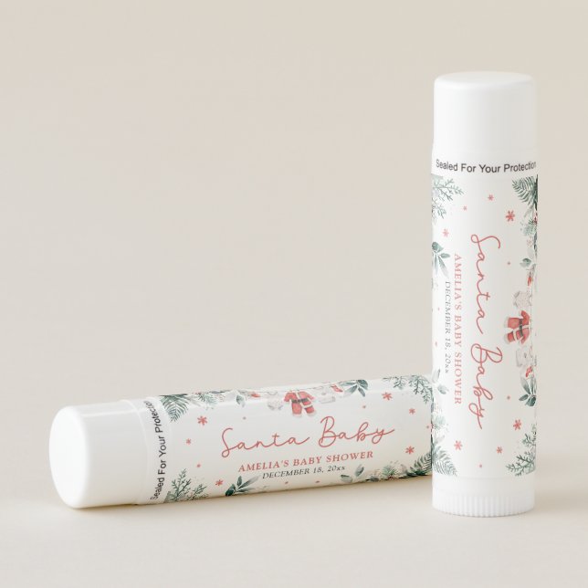 Red Santa Baby Christmas Baby Clothes Baby Shower Lip Balm (Front)
