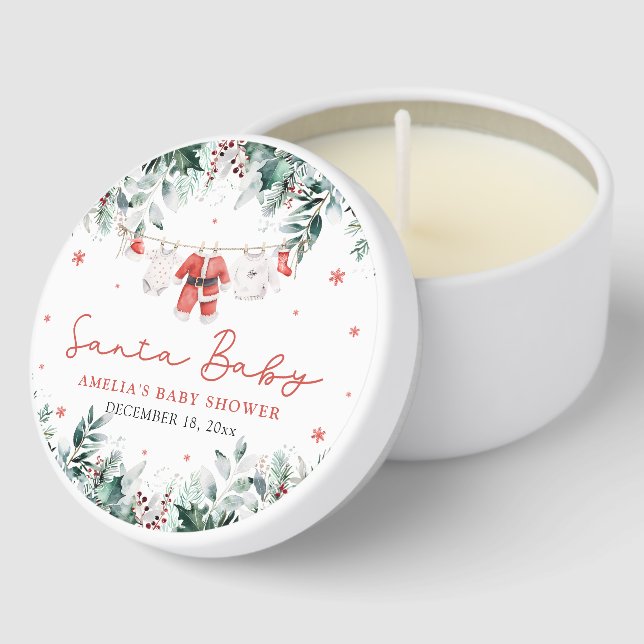 Red Santa Baby Christmas Baby Clothes Baby Shower Mini Candle Favors (Corner)
