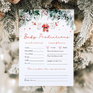 Red Santa Baby Christmas Baby Prediction Game Invitation
