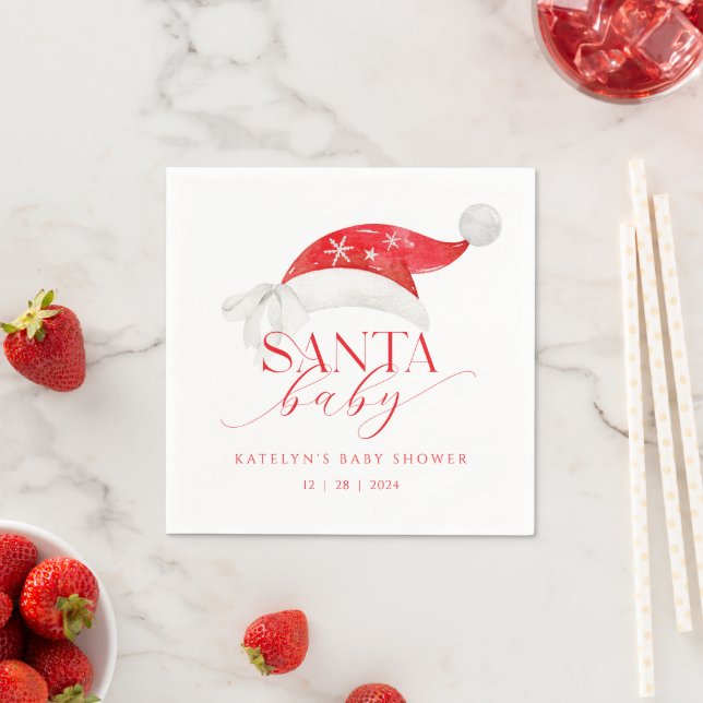 Red Santa Baby Shower Napkins (Insitu)