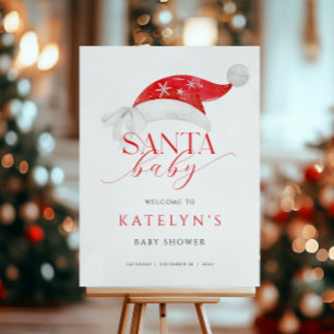 Red Santa Baby Shower Welcome Sign