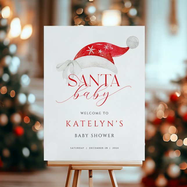 Red Santa Baby Shower Welcome Sign (Creator Uploaded)
