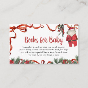 Red Santa Christmas Baby Shower Books for Baby Enclosure Card