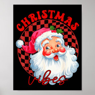 Red Santa Christmas Vibes Vintage Nk Santa Claus F Poster