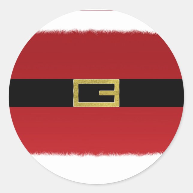 Red Santa Claus Belt & White Fur Christmas Classic Round Sticker (Front)