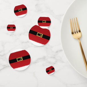 Red Santa Claus Belt & White Fur Christmas Confetti
