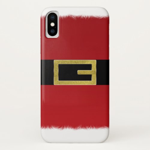 Red Santa Claus Belt  White Fur Christmas Holiday iPhone XS Case