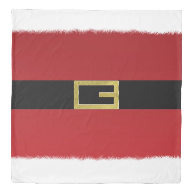 Red Santa Claus Belt & White Fur Christmas Holiday Duvet Cover (Front)