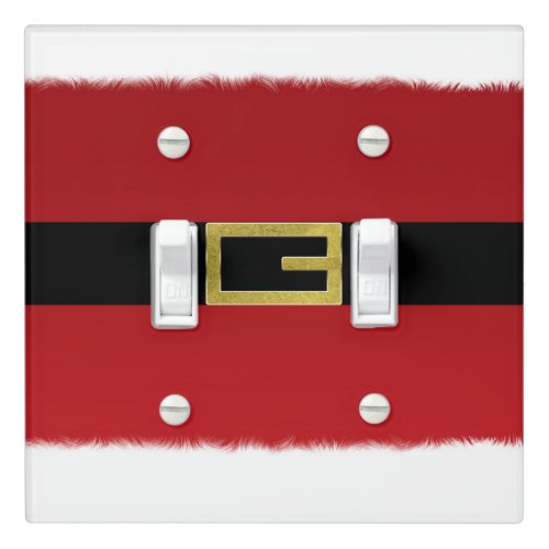 Red Santa Claus Belt  White Fur Christmas Light Switch Cover