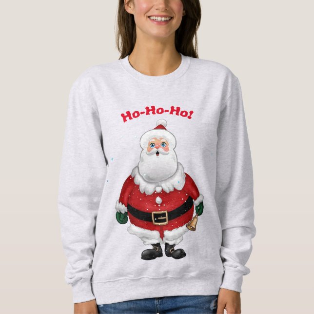 Red Santa Claus Cartoon Sweatshirt (Front)