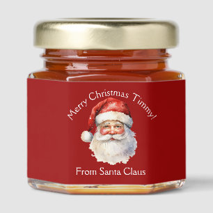 Red Santa Claus Christmas Party Personalized Honey Jar Favors