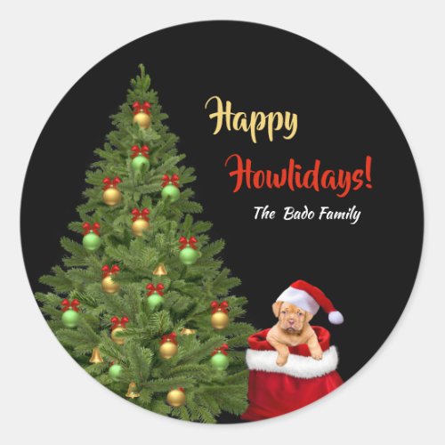 Red Santa Claus Christmas Tree Classic Round Sticker