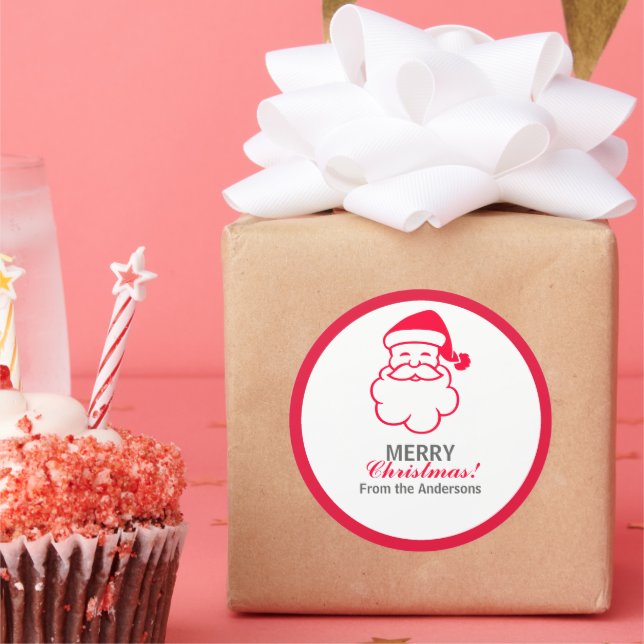 Red Santa Claus Classic Round Sticker (Party)