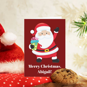 Red Santa Claus Customized Kids Christmas Card