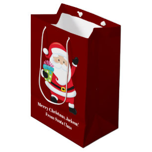 Red Santa Claus Customized Kids Christmas Medium Gift Bag