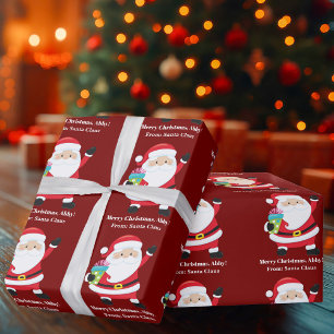 Red Santa Claus Customized Kids Christmas Wrapping Paper
