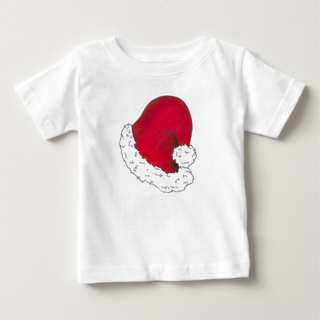 Red Santa Claus Hat Merry Christmas Xmas Holiday Baby T-Shirt (Front)