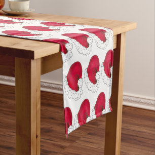 Red Santa Claus Hat Merry Christmas Xmas Holiday Short Table Runner