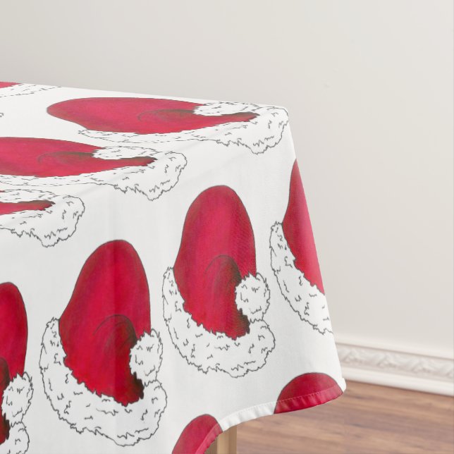 Red Santa Claus Hat Merry Christmas Xmas Holiday Tablecloth (In Situ)