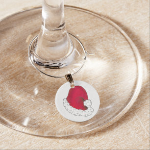Red Santa Claus Hat Merry Christmas Xmas Holiday Wine Charm