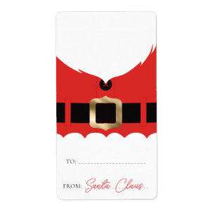 Red Santa Coat Christmas Gift Tag Sticker