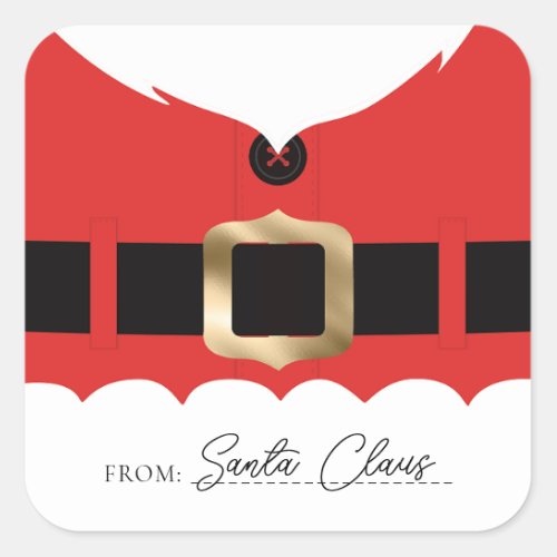 Red Santa Coat Christmas Square Sticker