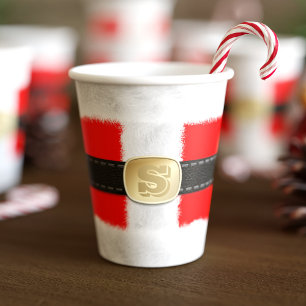 Red Santa Costume Christmas Holiday Paper Cups