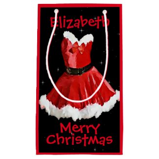 Red Santa Dress Personalized Gift Bag
