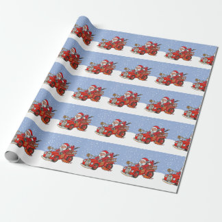 Red Santa Fire Truck Christmas wrapping paper