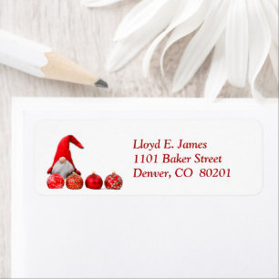 Red Santa Gnome Christmas Return Address Label