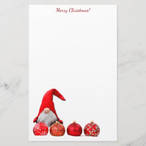 Red Santa Gnome Christmas Stationery