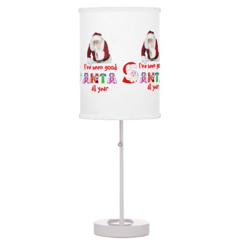 Red Santa Good Kid Year Holiday Christmas Quote Table Lamp