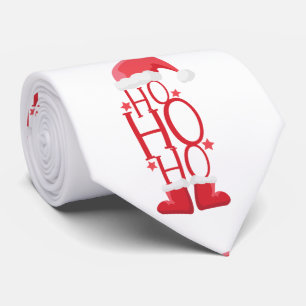 Red Santa Hat and Boots Ho Ho Ho Neck Tie