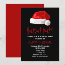 Red Santa Hat Christmas Holiday Black