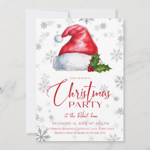 Red Santa hat Christmas Holiday Party Invitation