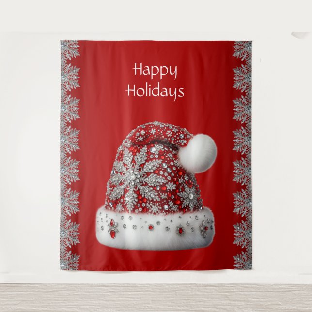 Red Santa Hat Holiday Backdrop (Front)