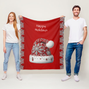 Red Santa Hat Holiday Fleece Blanket