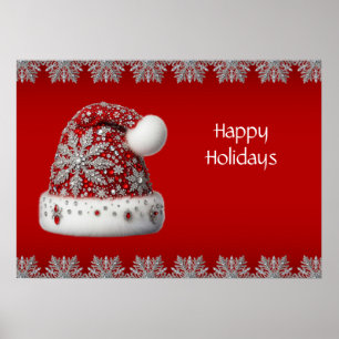 Red Santa Hat Holiday Poster