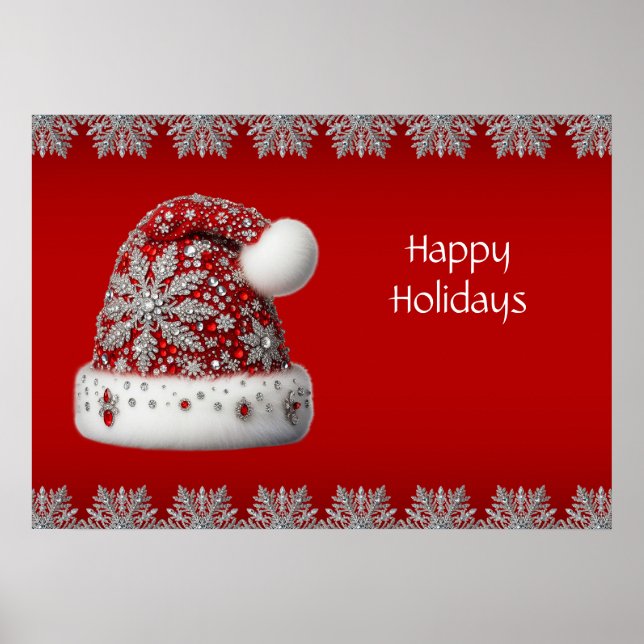 Red Santa Hat Holiday Poster (Front)