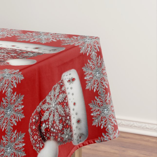 Red Santa Hat Holiday Tablecloth (In Situ)