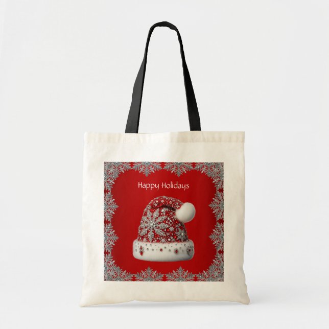 Red Santa Hat Holiday Tote Bag (Front)