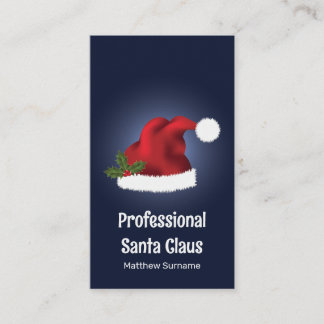 Red Santa Hat On Blue - Professional Santa Service Business Card