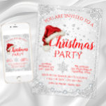 Red Santa Hat Snowflake Christmas Party Invitation<br><div class="desc">Christmas party invitations with cute red Santa hat on a beautiful red and white diamond and snowflake winter wonderland background. These cute red and white Christmas party invitations are easily customized for your event by simply adding your details.</div>