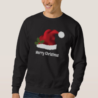 Red Santa Hat With Christmas Holly And Custom Text Sweatshirt